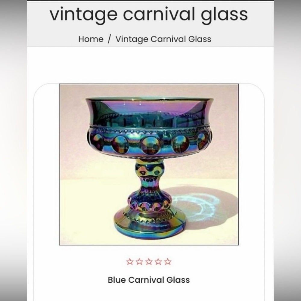 Iridescent Blue Carnival Glass Compote